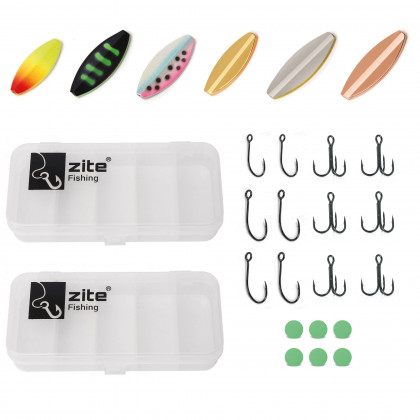 Zite Fishing Inline Spoon Set Durchlaufblinker Metallic & Neon