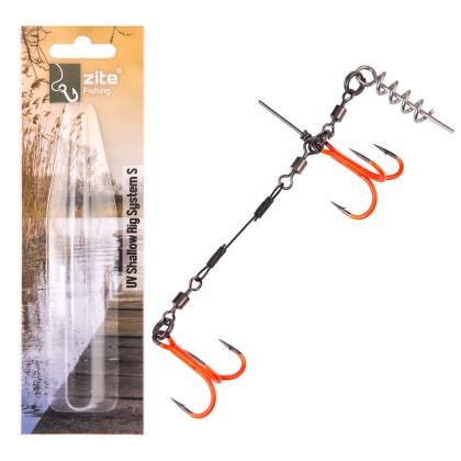 Zite Fishing Hecht Shallow-Rig-System UV Aktiv S 9cm - Gummifisch-System ideal für Hechtköder 15 - 20 cm